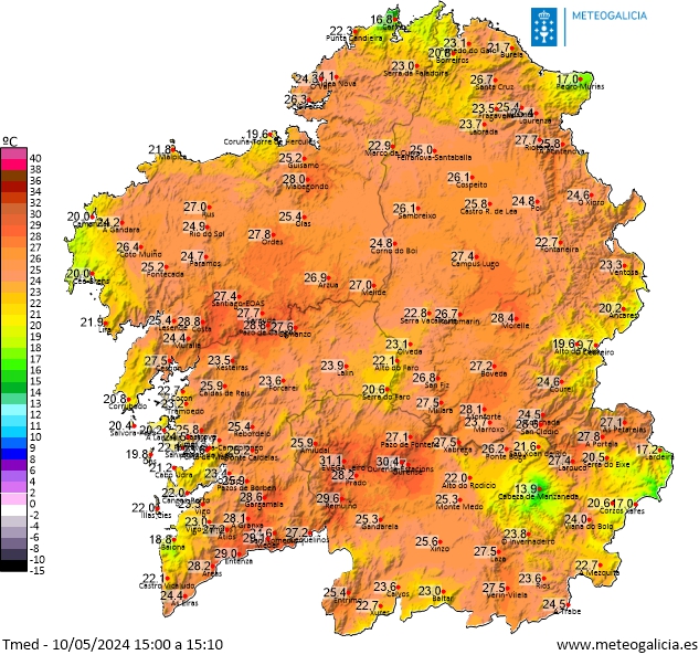 Temperaturas actuales en Galicia
